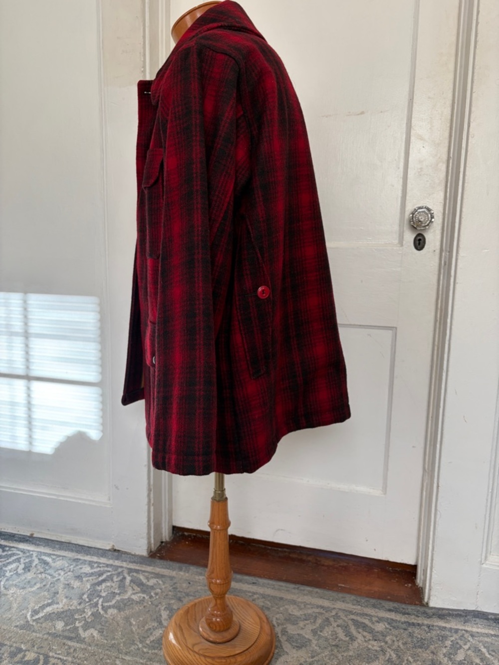 Woolrich Red and Black Plaid Military Field Jacket - Picture 2 of 10